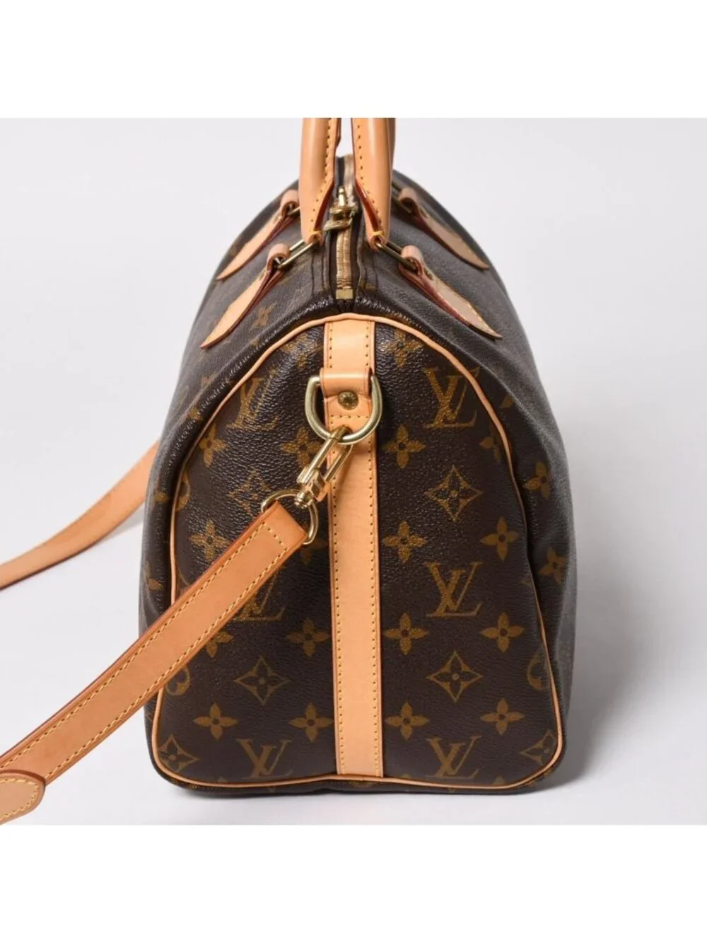 Louis Vuitton Monogram Speedy Bandouliere 30 Handbag Brown Gold